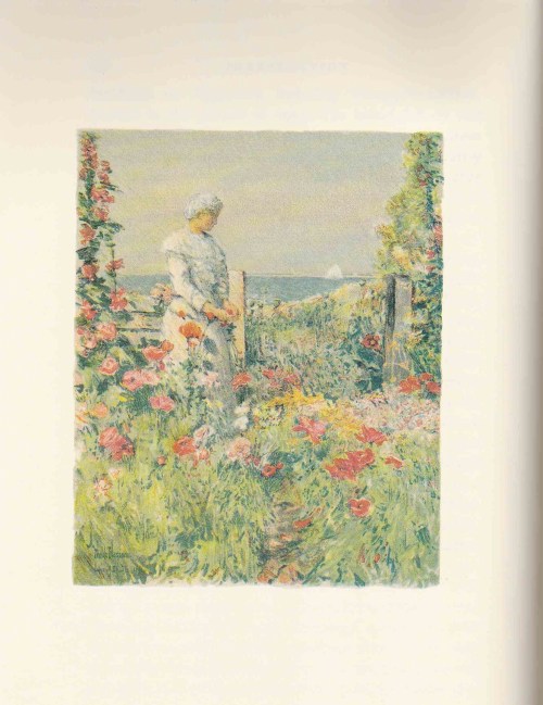 Celia Thaxter in her Island garden painted by her friend Childe Hassam